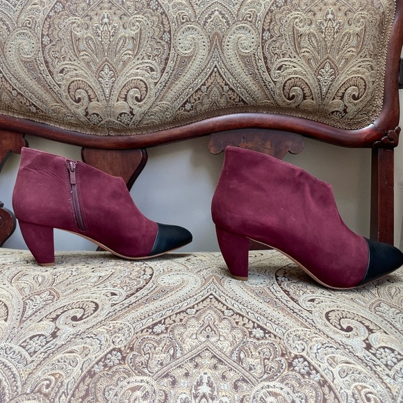 Loeffler Randall Nanette Burgundy Wine Suede Leather Booties Boots Shoes Size 8 - Picture 4 of 14